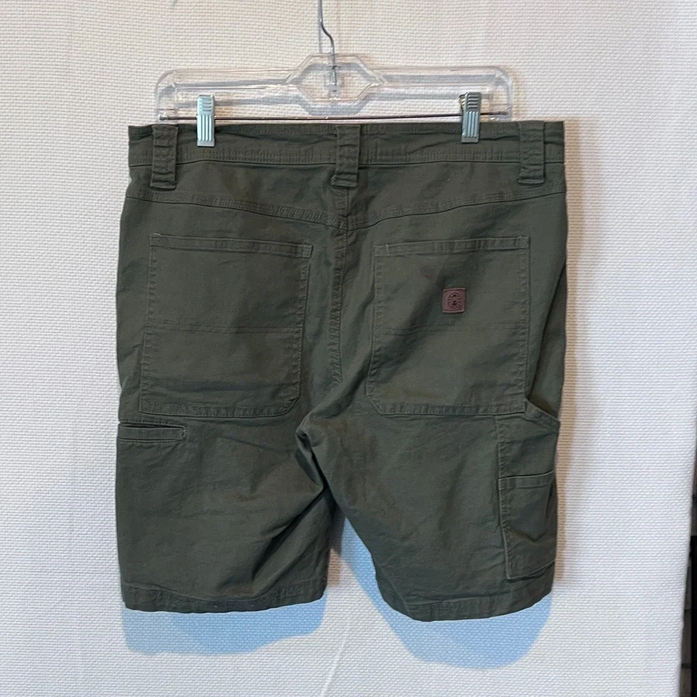 Coleman‎ Olive Green Canvas Utility Shorts Size 34 Stretch Cotton Outdoor READ